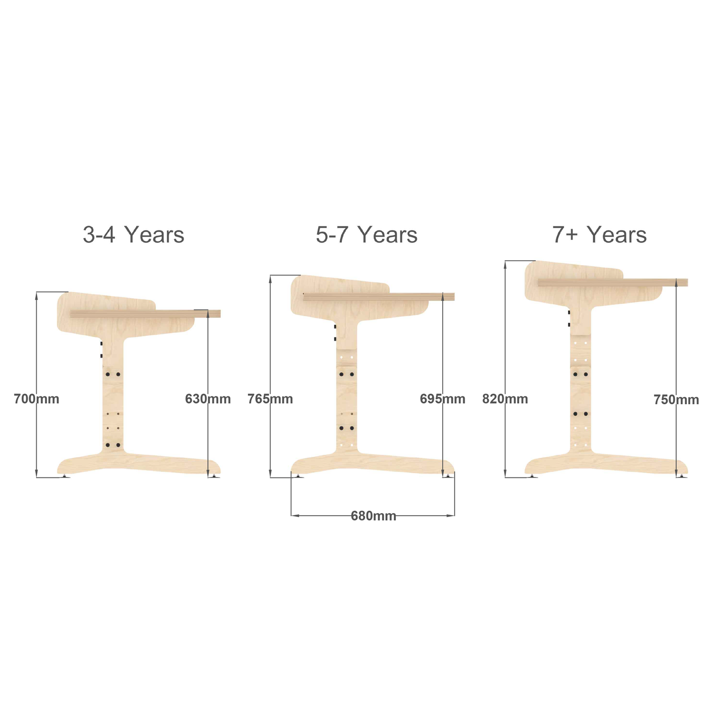 Kids Height Adjustable Desk with Back Board