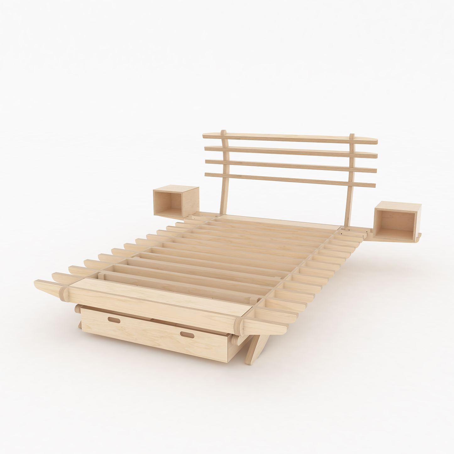Double Bed Base with Storage Drawer