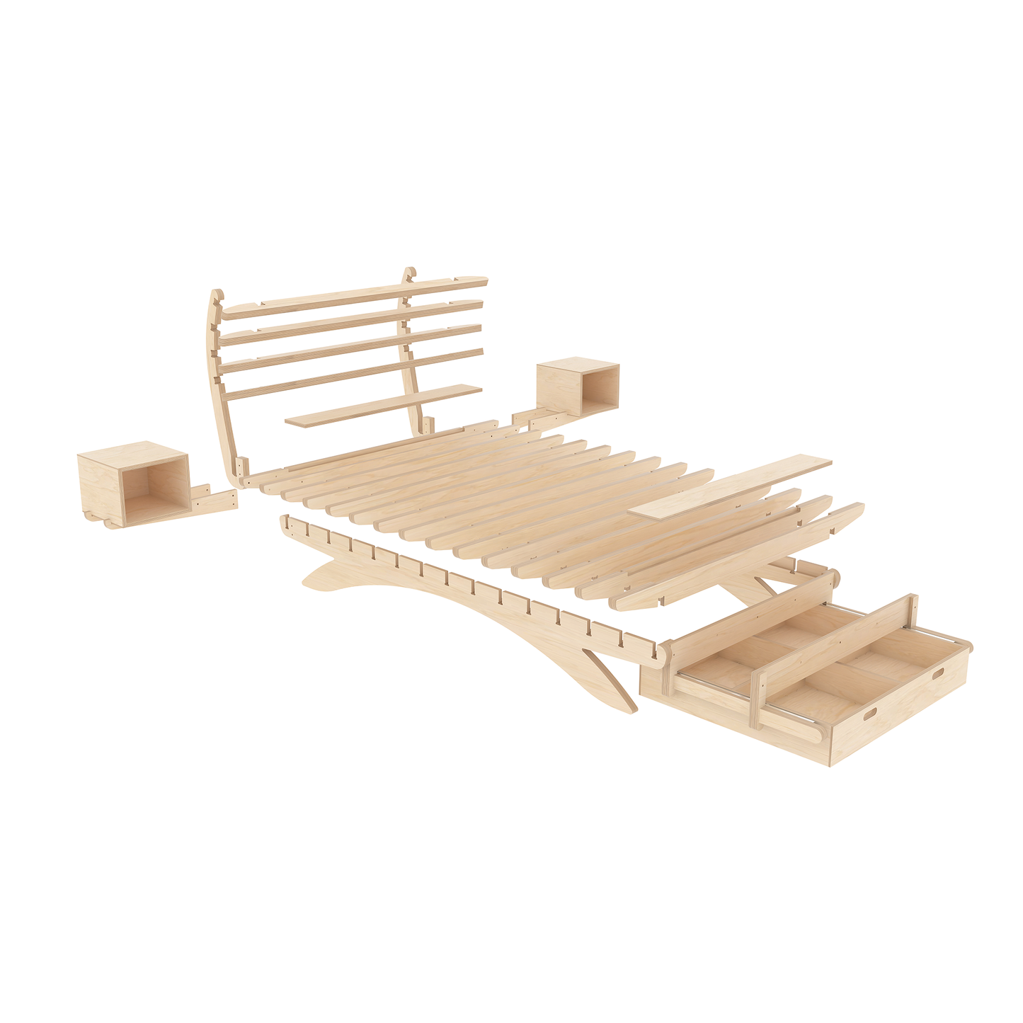 Double Bed Base with Storage Drawer