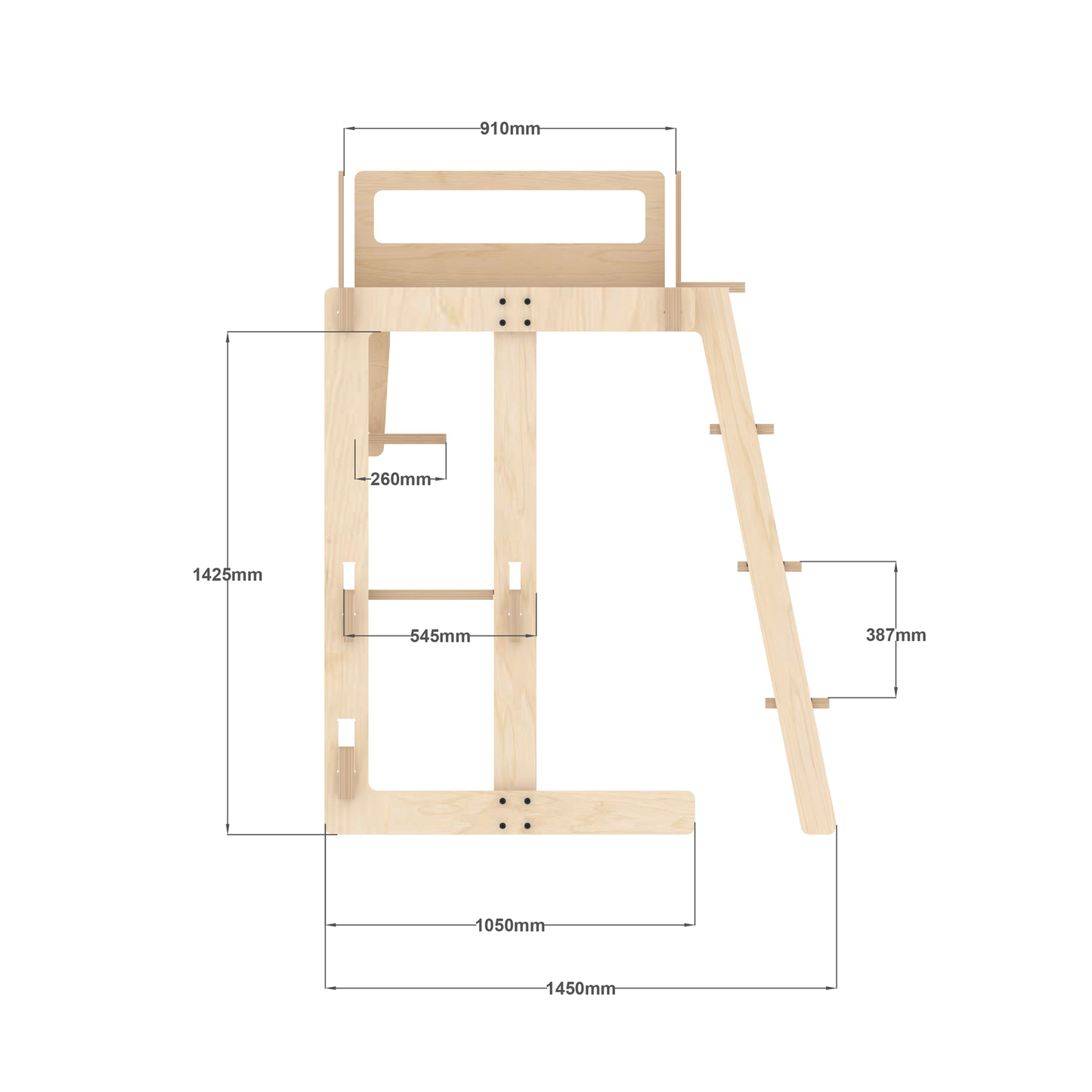 Kids Single Loft Bed With Desk
