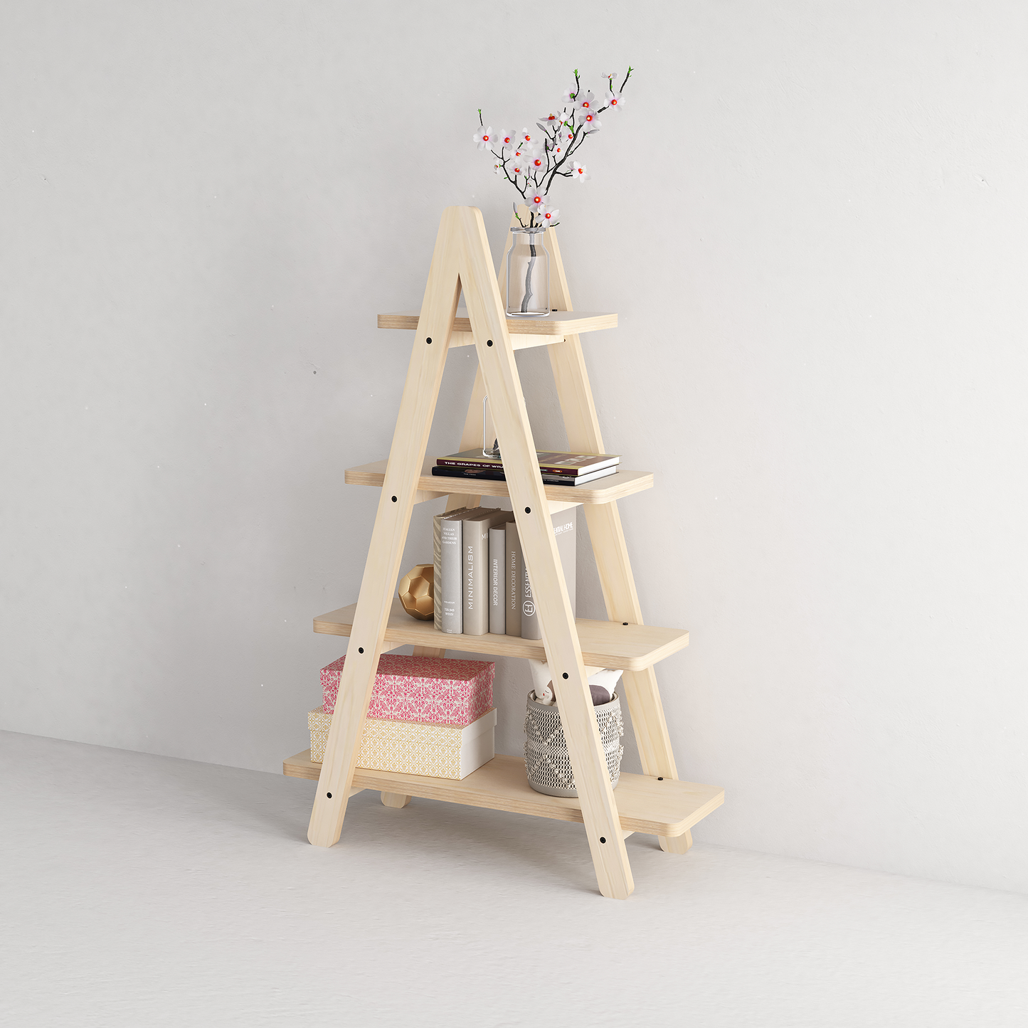 A-Frame 4 Tier Bookshelf
