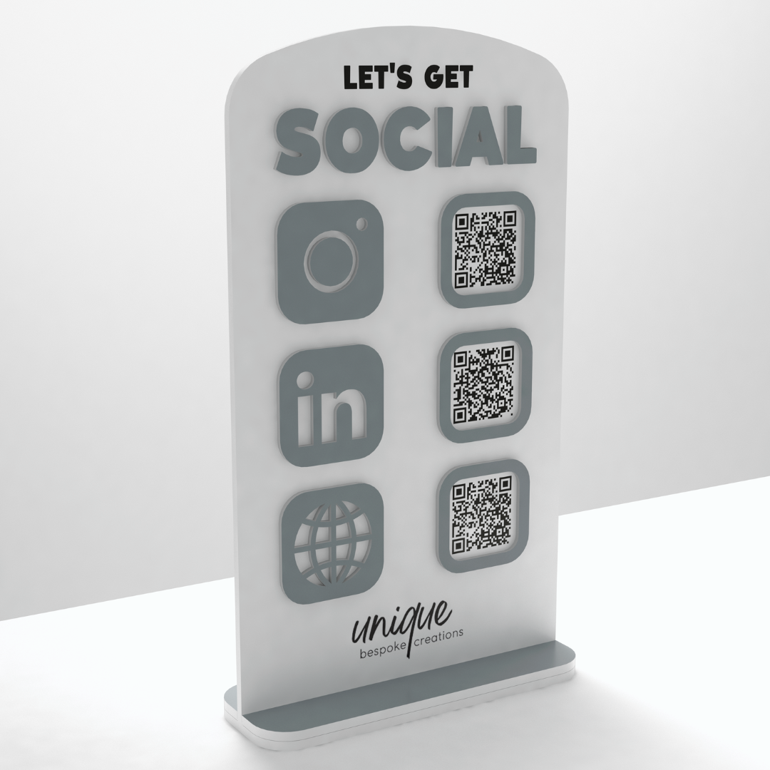 Custom Social Media QR-Code Acrylic Sign for Businesses