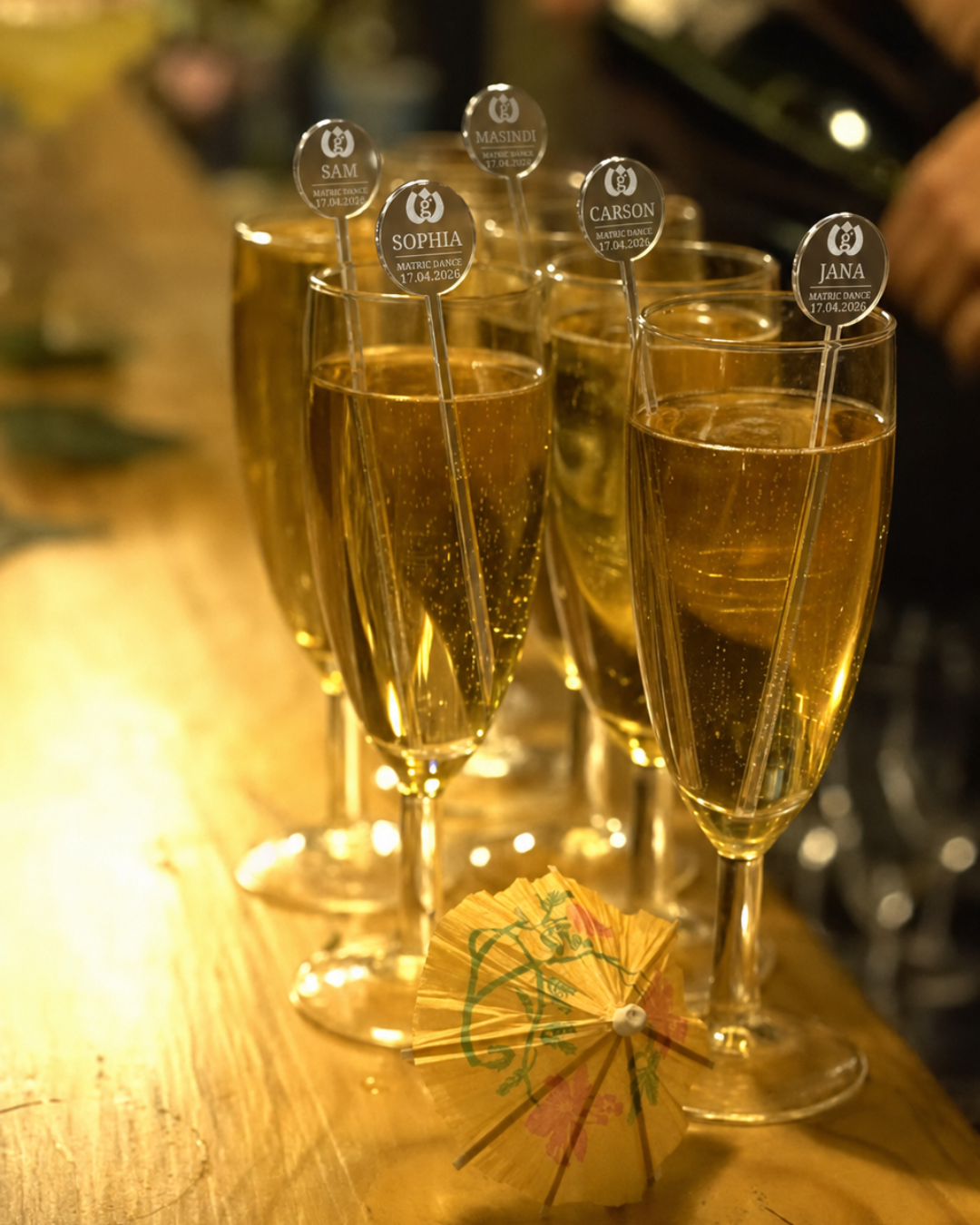Personalised Round Drink Stirrers (set of 6)