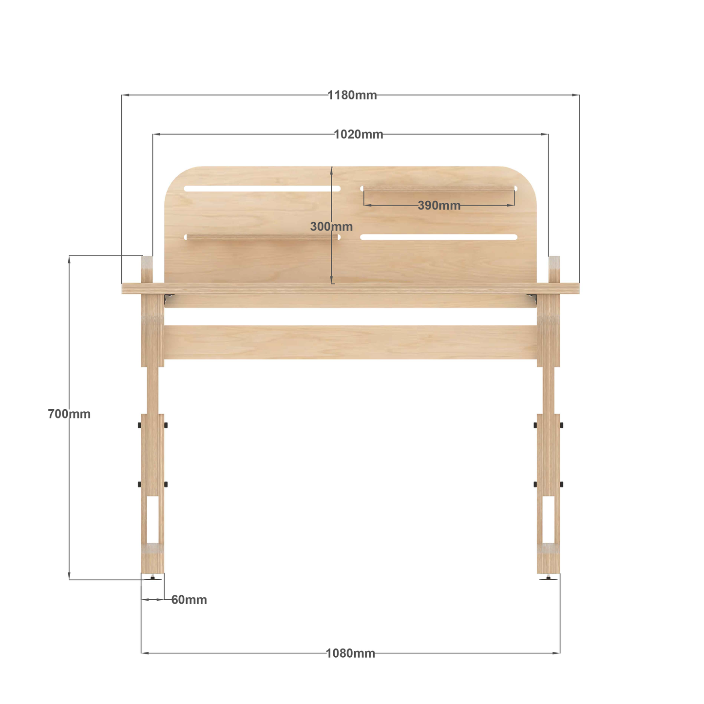 Kids Height Adjustable Desk with Back Board