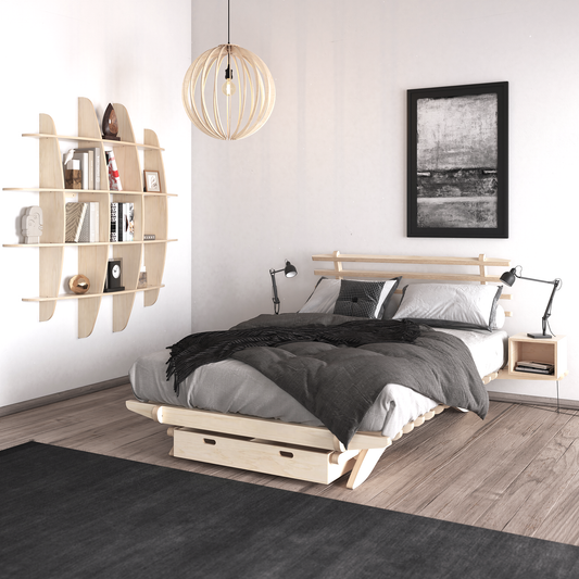 Double Bed Base with Storage Drawer
