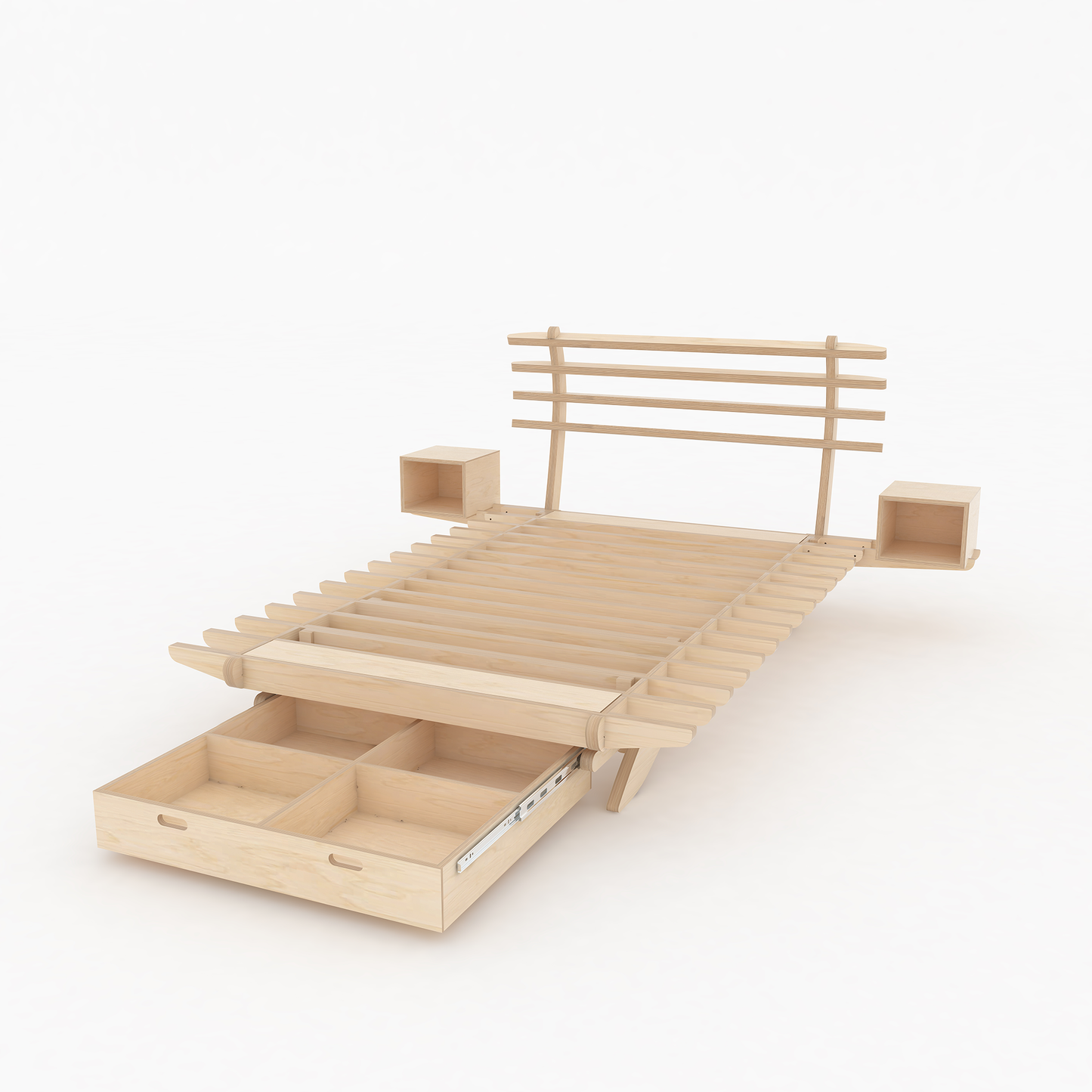 Double Bed Base with Storage Drawer