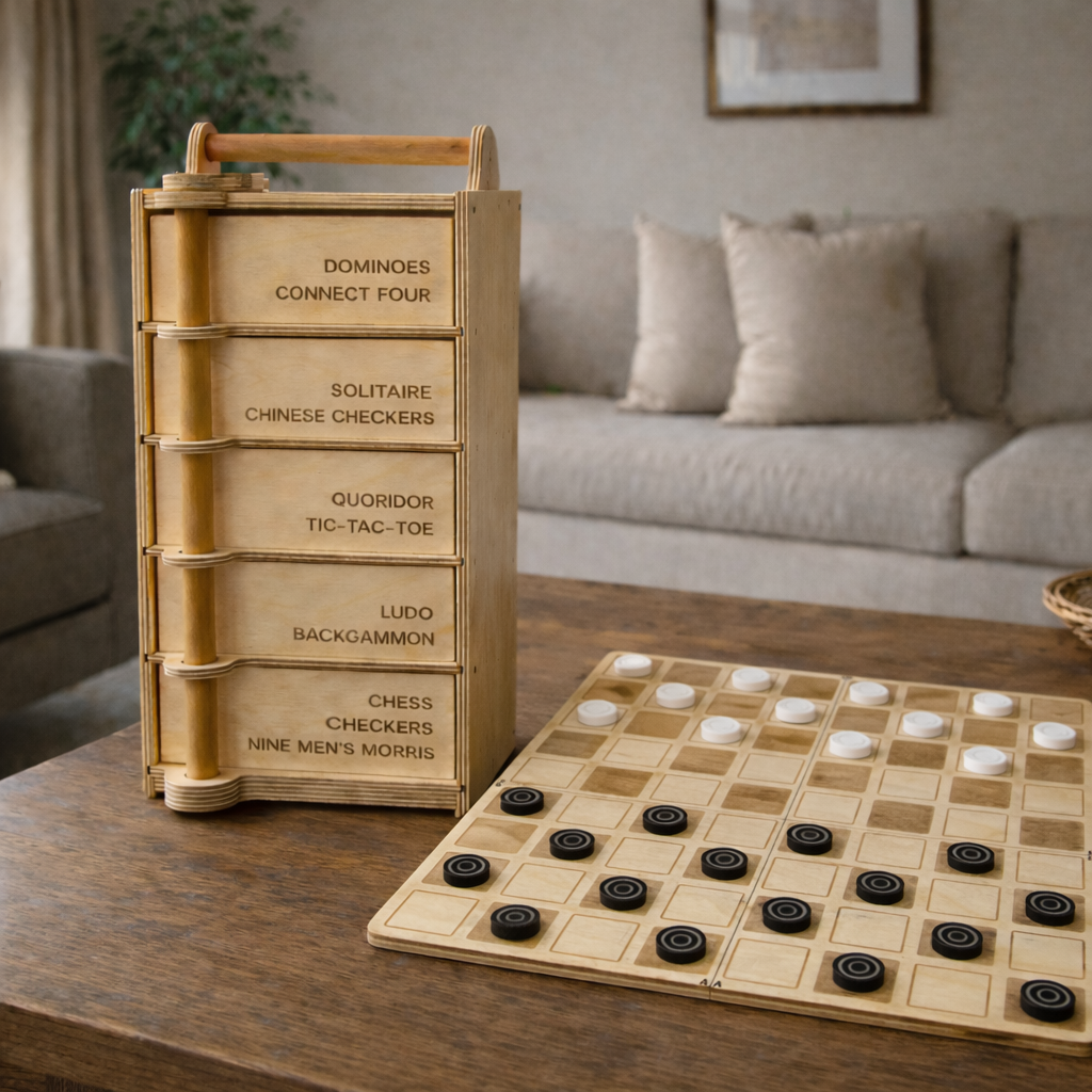 Games Tower – All-in-One Wooden Board Games Set