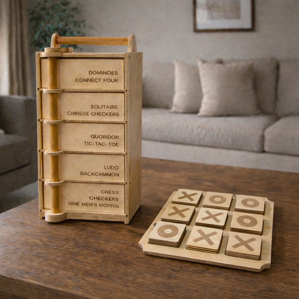 Games Tower – All-in-One Wooden Board Games Set