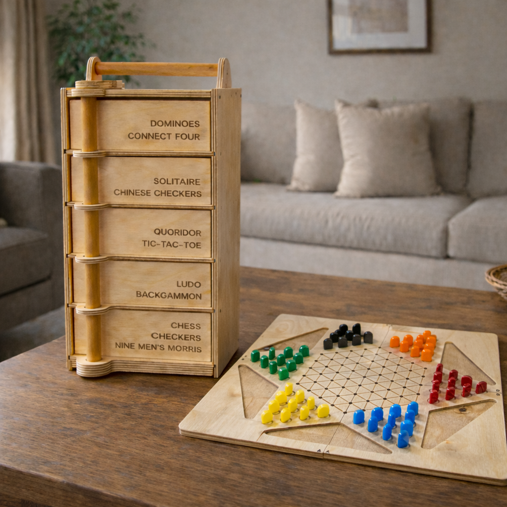 Games Tower – All-in-One Wooden Board Games Set