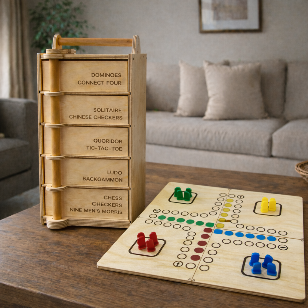 Games Tower – All-in-One Wooden Games Set