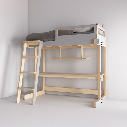 Kids Single Loft Bed With Desk