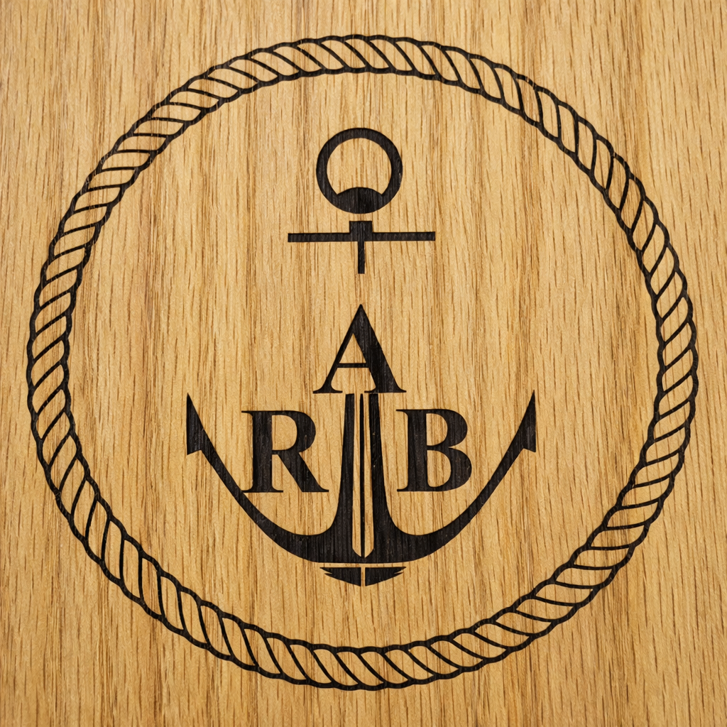 Oak plaque with compny logo