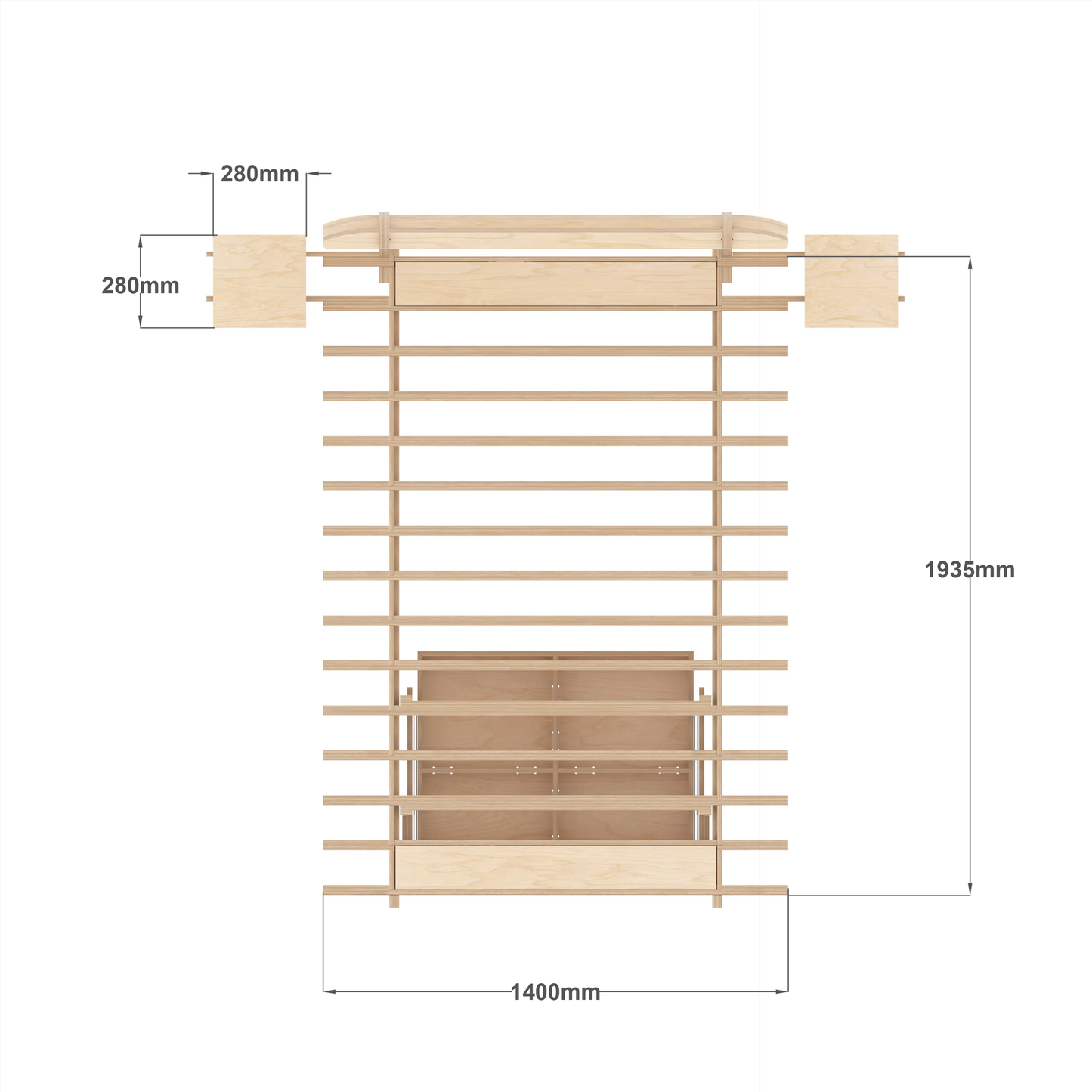 Double Bed Base with Storage Drawer