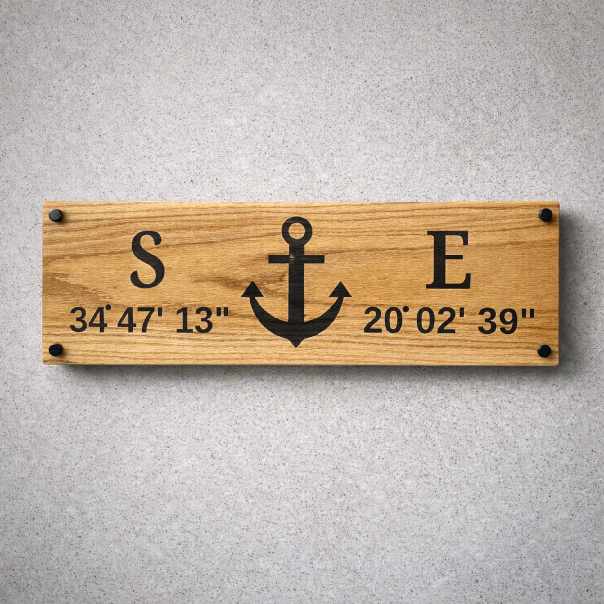 oak sign with coordinates