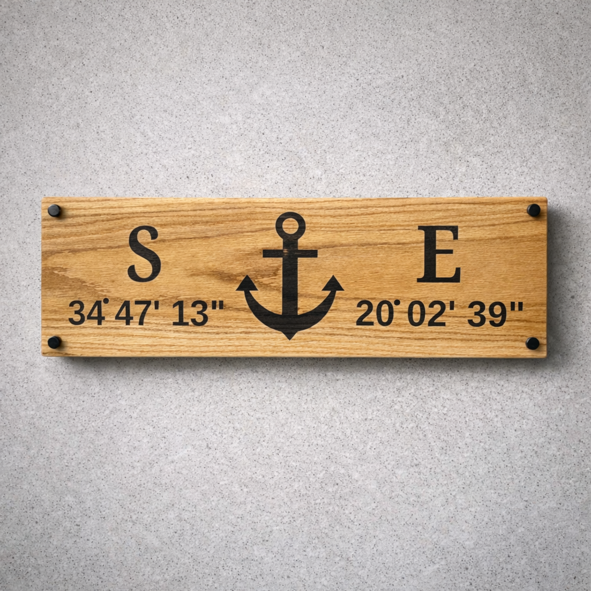 oak sign with coordinates