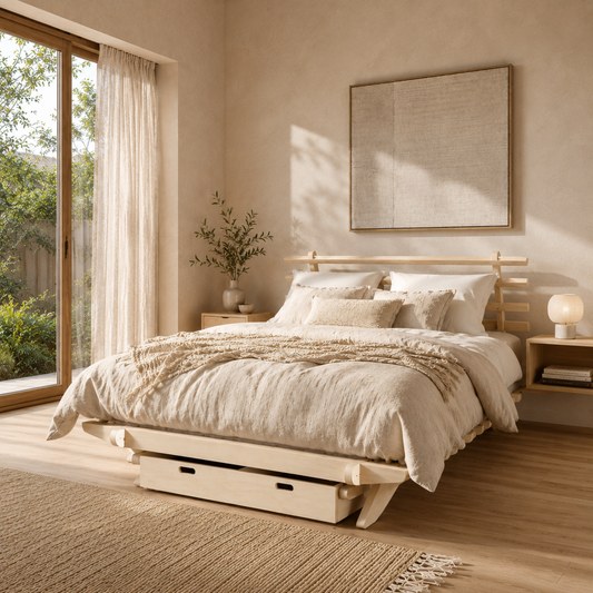 Double Bed Base with Storage Drawer