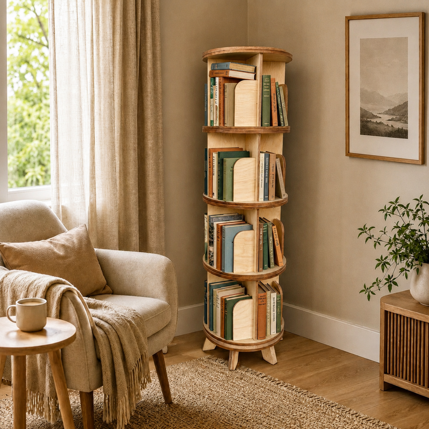 4-Tier Revolving Bookshelf