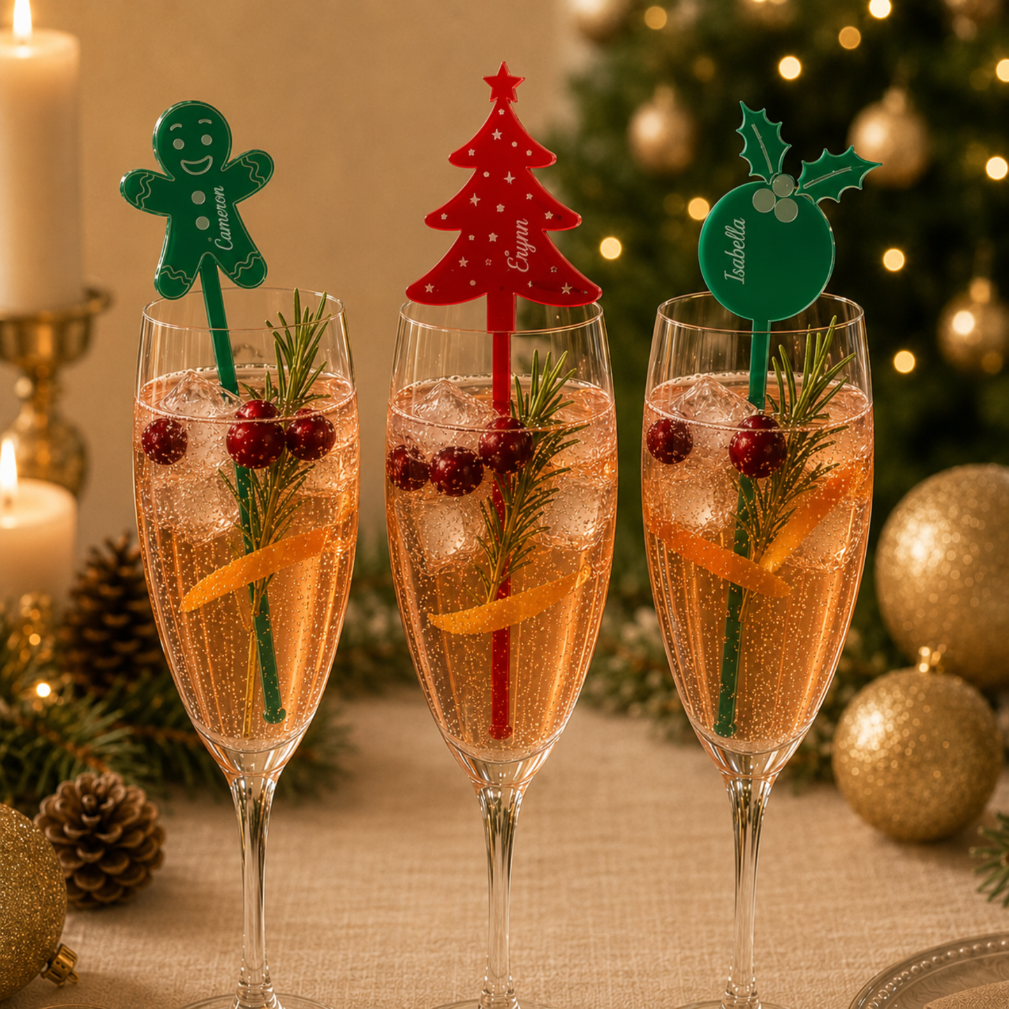 Personalised Christmas Drink Stirrers (set of 6)