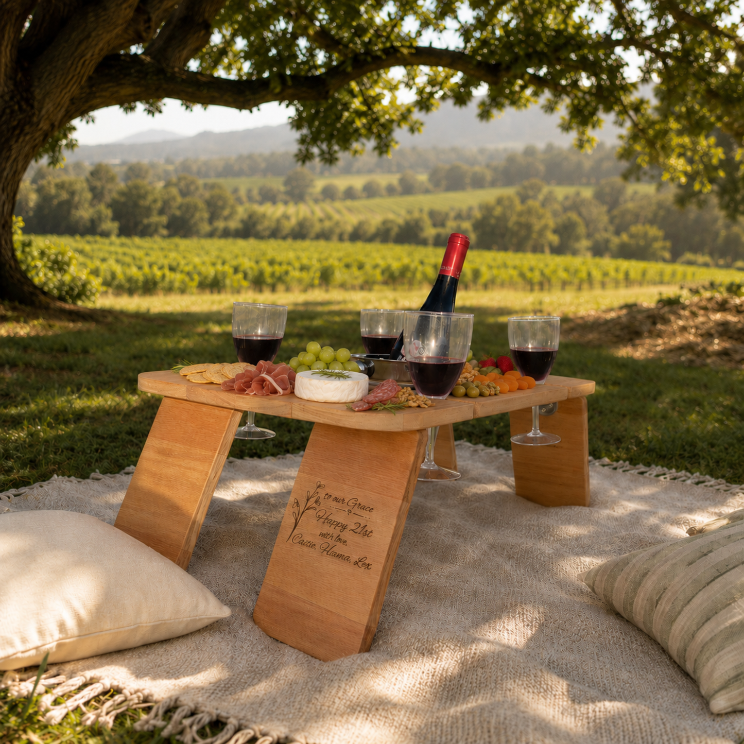 Personalised Foldable Picnic Table with Ice Bucket